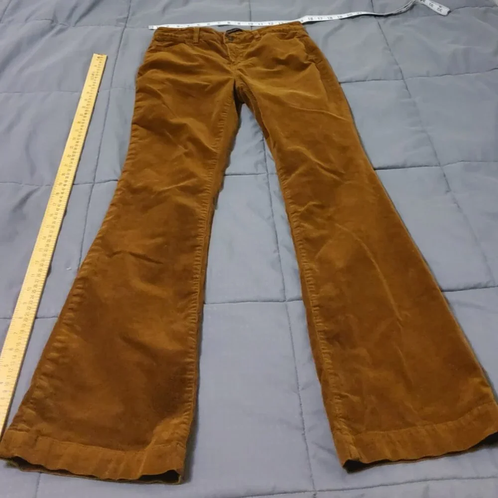 Talbots Mustard Gold Corduroy Wide Leg Flare Pants Vintage Style EUC